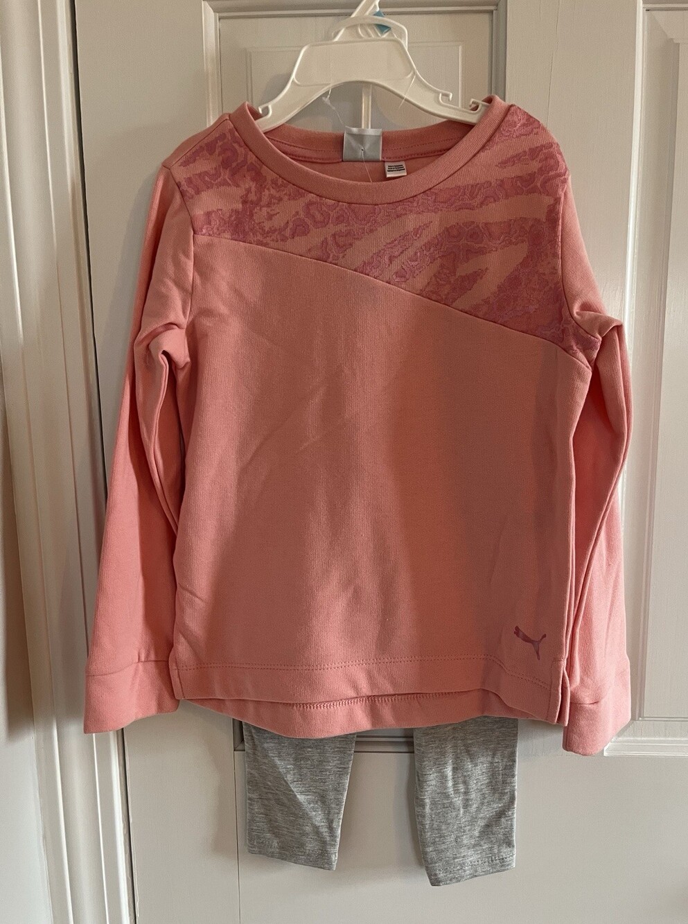 Puma Sweatshirt Leggings Set Kids Girls 5 Peony Pink 2 Piece Outfit Pullover New